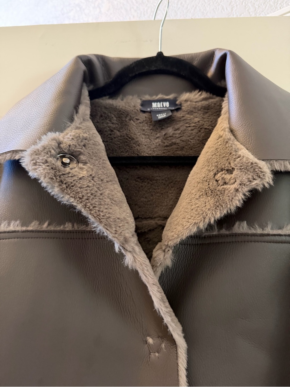 NWOT Anthropologie MAEVE Kerry Reversible Faux Fur/Shearling Long Coat. SZ S. - Picture 4 of 10